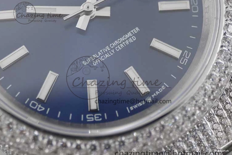 TWF Dial Edition Full Markers SS 1:1 Blue on Best A2824 Bracelet Stick Datejust Diamonds 41 0210